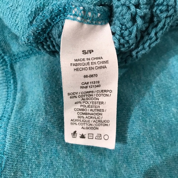 Turquoise Front Knitted Long Sleeved Sweater - Picture 5 of 6